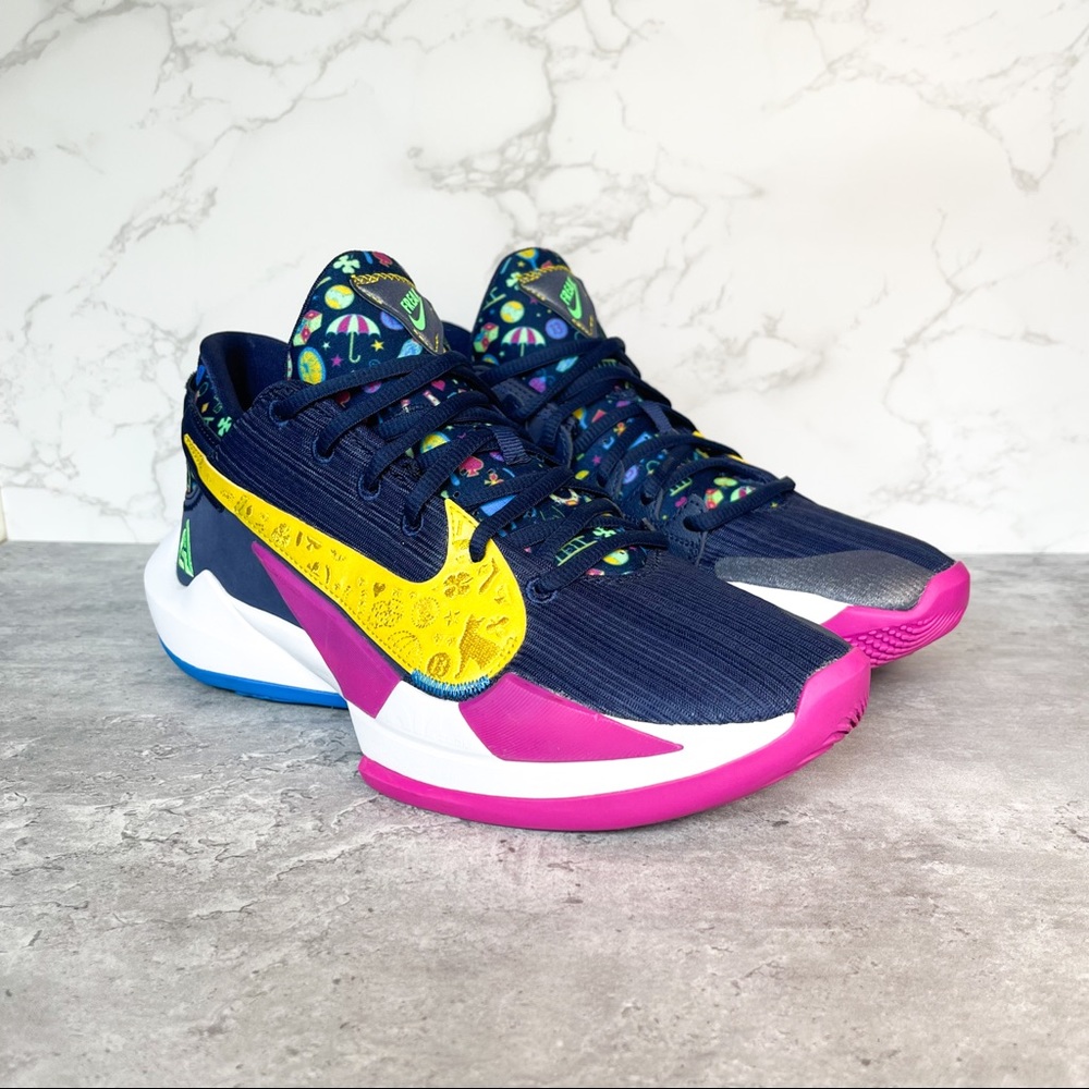 Nike Navy Blue Yellow Pink Athletic Shoes